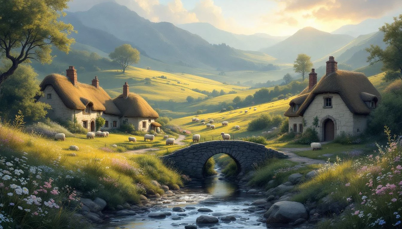 Shepherd's Rest, cottages by a stone bridge