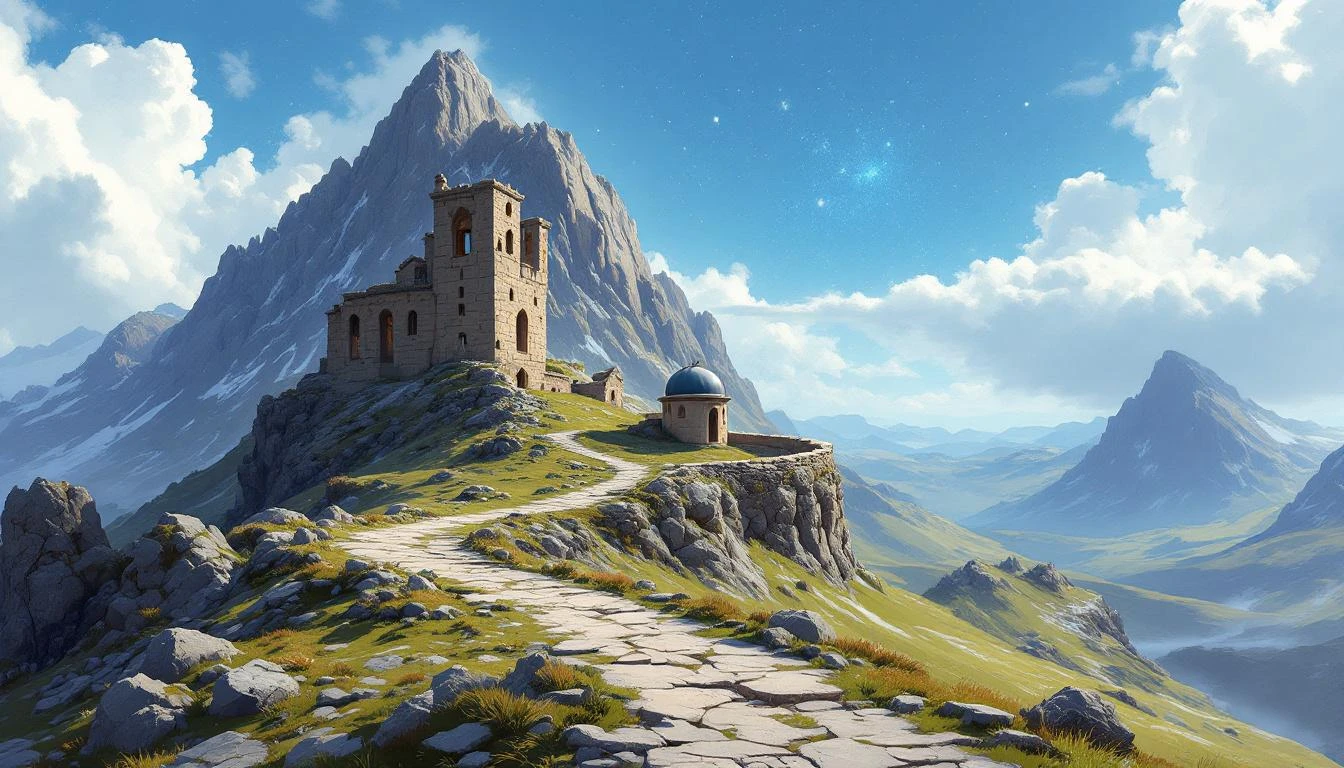 Starwatch Peak, a ruined tower atop a mountain