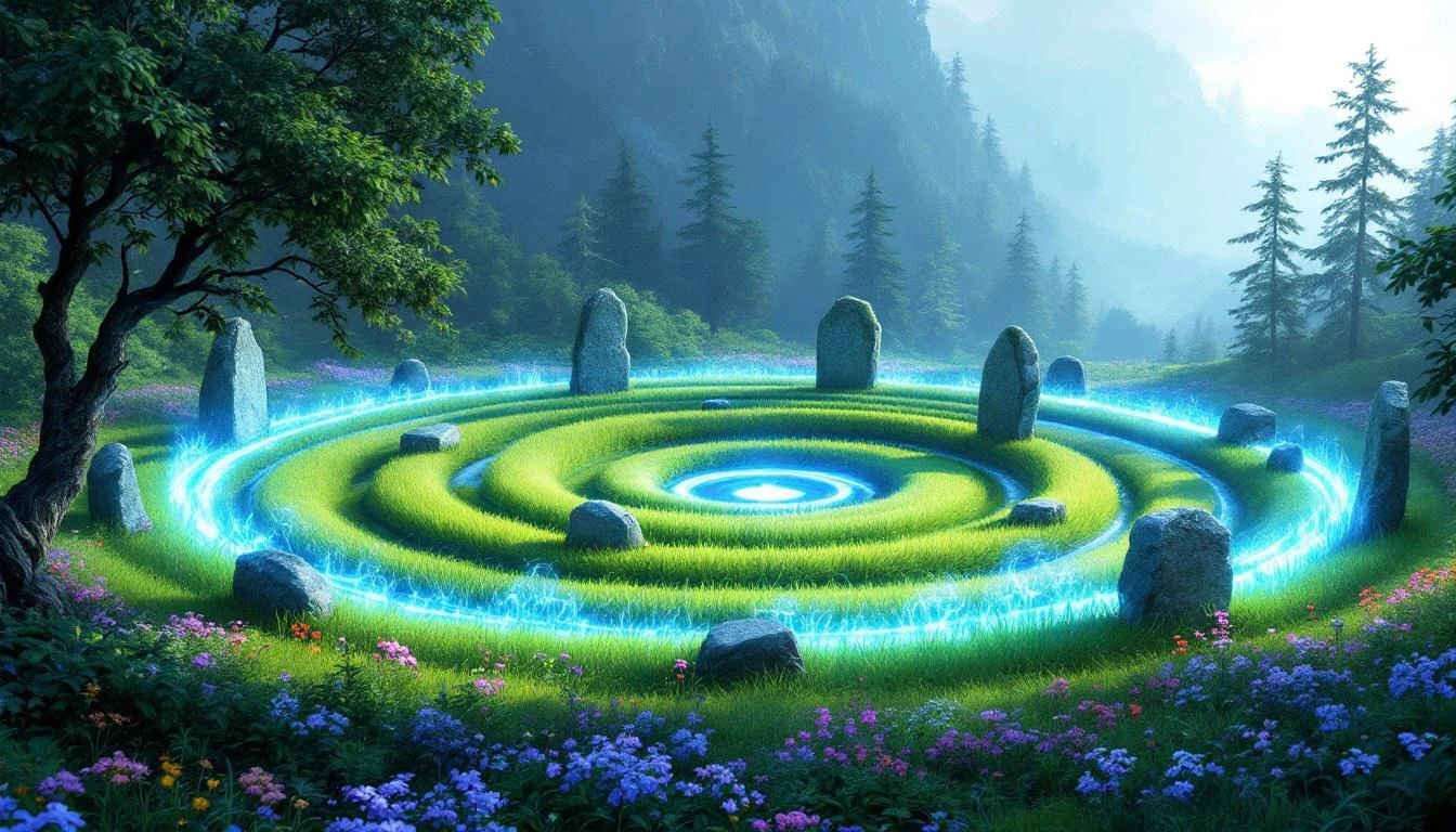The Wild Magic Glade, a glowing arcane circle in a meadow